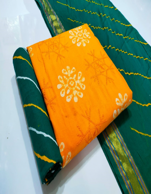 yellow top - cotton ( 2.30m) | bottom - cotton ( 2.0m) | dupatta - cotton ( 2.25m) fabric batik printed work festive 