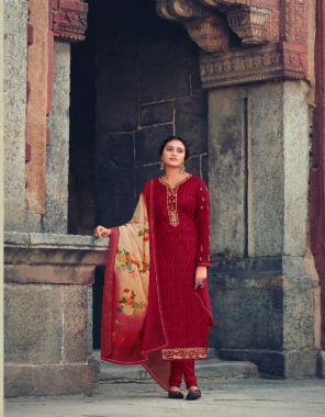 red top - heavy faux georgette | sleeves - heavy faux georgette | inner - attached dull santoon | length - max up to 47 | size - max up to 56 | bottom - heavy dull santoon | dupatta - digital printed shiffon [ master copy ] fabric embroidery work casual 