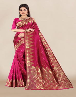 pink banarasi silk fabric jacquard work casual 