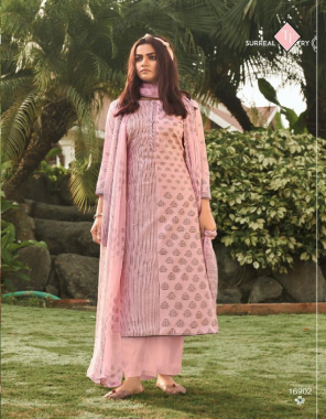 pink top - pure lawn cameric | bottom - pure lawn | dupatta - chiffon 100% fabric printed work party wear 