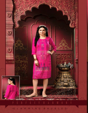 pink rayon | length - 45 fabric printed work casual 