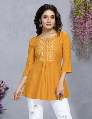 yellow 14 kg rayon | length - up to 30 fabric embroidery work casual 
