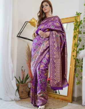 purple art silk fabric jacquard + weaving work ethnic 