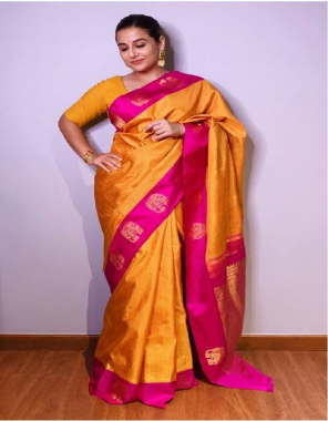 yellow lichi silk | saree length - 5.5 m | blouse length - 0.8 m fabric jacquard + weaving work festive 