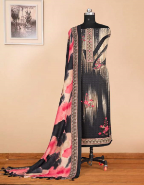 black top - pure pashmina print with work | bottom - pure pashmina dyed | dupatta - pashmina shawl print  fabric print  work casual 