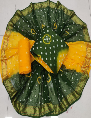 dark green top - original cotton neck bandhni print ( 2 m) | bottom - cotton with hand bandhej print ( 2 m) | dupatta - cotton with hand bandhej border ( 2.1 m) fabric bandhani printed work casual 
