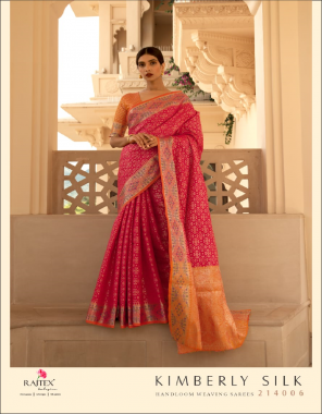 pink soft silk weaving with beautiful border  fabric jacquard + weaving work ethnic 