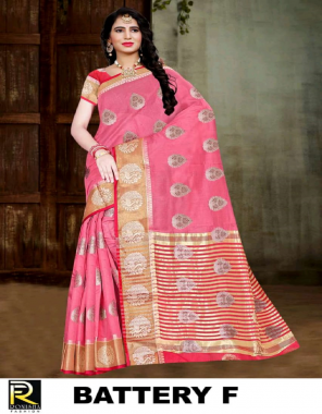 pink soft cotton silk chit pallu  fabric jacquard + weaving work casual 