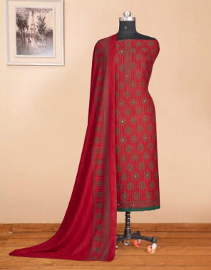 red top - pure alpine discharge print with mirror work | bottom - pure alpine dyed | dupatta - pure alpine discharge print  fabric printed  work festive 