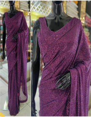 purple fabric - heavy georgette | blouse - tafeta silk [ master copy ] fabric sequance work festive 