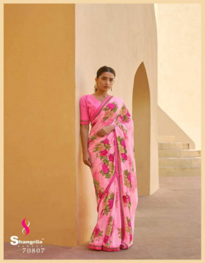 pink pure weightless gorgette printed saree with heavy jacquard border  fabric printed work casual 