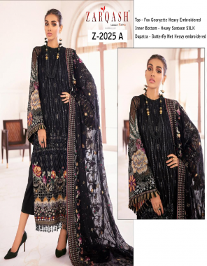 black top - fox georgette heavy embroidered ( unstitched ) | inner/ bottom - heavy santoon | dupatta - butterfly net with heavy embroidered [ pakistani copy ] fabric heavy embroidery work ethnic 
