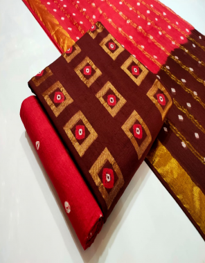 maroon top - cotton ( 2.30 m) | bottom - cotton ( 2.0 m) | dupatta - cotton ( 2.25 m) fabric printed work festive 