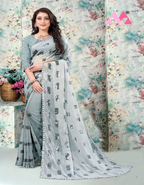 silver saree - georgette | blouse - banglory fabric fancy  work ethnic 