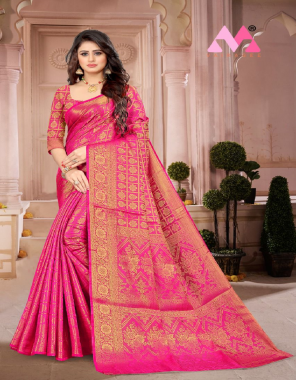 pink saree - kanjeevaram silk | blouse - silk fabric jacquard+ weaving work casual 
