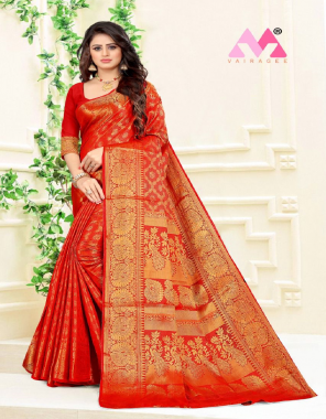 red saree - kanjeevaram silk | blouse - silk fabric jacquard + weaving work festive 