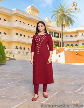 maroon rubby silk with embroidery work fabric embroidery work casual 