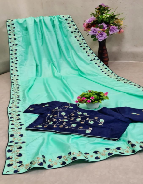 green saree - dola silk saree with heavy embroidery less work and full saree diamond and piping | blouse - full stitch banglori front & sleeves heavy embroidery work | blouse size - 40 up 42 plus margin  fabric heavy embroidery work festive 