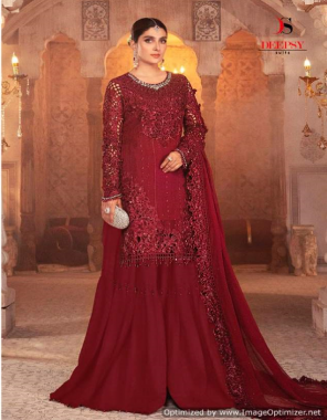 red top - georgette / satin embroidery & handwork | bottom - santoon / banaras jacquard | dupatta - net / organza [ pakistani copy ] fabric embroidery  work casual 