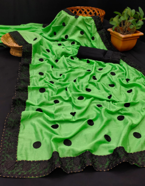 green vichitra silk fabric embroidery work festive 