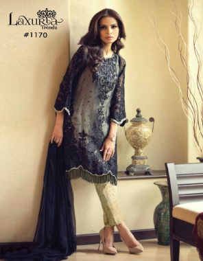 black top - fox georgette | inner - santoon | dupatta - nazmin with 4 side lace | pant - 2 ply heavy jacquard | top - xl size chest ( 42 ) | bottom xl ( 36 -42 )  fabric embroidery work ethnic 