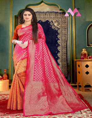 pink banarasi silk fabric jacquard work ethnic 