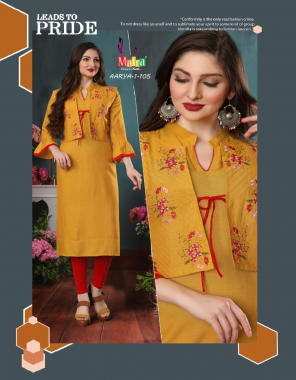 yellow rayon slub 14kg with embroidery | top length - 44 | jacket - 15 fabric embroidery work ethnic 