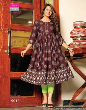 brown rayon with fancy embroidery work & classy prints | length - 46 to 48 fabric embroidery work casual 
