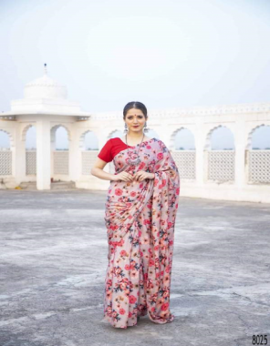 pink saree - pure japan satin with rich digital print | blouse - pure mulberry silk | saree length - 5.5 m | blouse - 1 m fabric digital printed work festive 