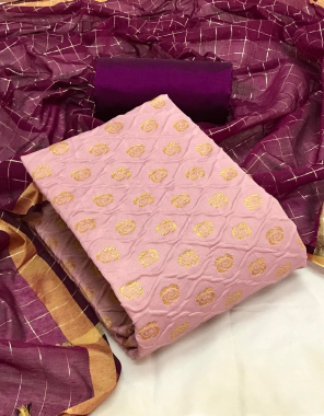 pink top - banarasi silk ( 2 m) | bottom - heavy silk ( 2 m)| dupatta - jacqurad weaving ( 2.30 m) fabric jacquard weaving work festive 