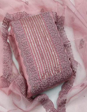 pink top - organza ( 1.9 m) | inner / bottom - santoon ( 3.6 m) | dupatta - organza with border work ( 2.1 m) fabric embroidery work casual 