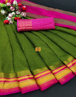 green cotton with lining border fabric lining work party wear 