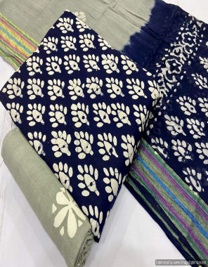 navy blue cotton | top - 2.40 ( app ) | bottom - 2.00 m | dupatta - reasham border ( 2.25 m) fabric printed work ethnic 