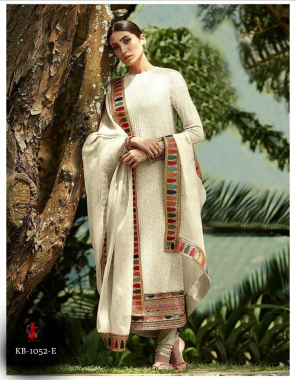white top - faux georgette with heavy sequance work multi thread work embroidery | height - 42 inch | bottom - santoon | sleeve - full sleeve with embroidery work | dupatta - heavy faux georgette embroidery sequance work border | size - customize upto 48 [ master copy ] fabric heavy sequance thread work + embroidery work casual 