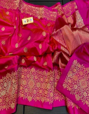 pink pure handloom banarsai katan silk sarees with antique jari | rich contrast pallu | contrast blouse with border | smooth & soft  fabric jacquard + weaving work festive 