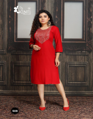 red heavy rayon | length - 44 approx fabric embroidery work ethnic 