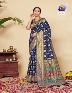 dark blue fancy silk saree with meenakari and zari work  fabric printed work festive 