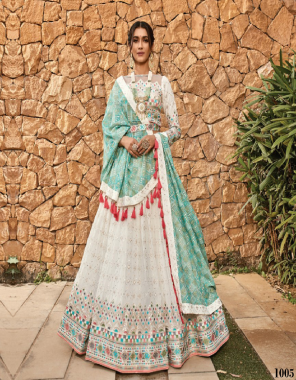 white lehenga - georgette | blouse - georgette | dupatta - panghat 1005/ 1007 - georgette | panghat - 1006 / 1008 - net | work - sequance with lucknowi work | length - up to 44 fabric sequance work ethnic 