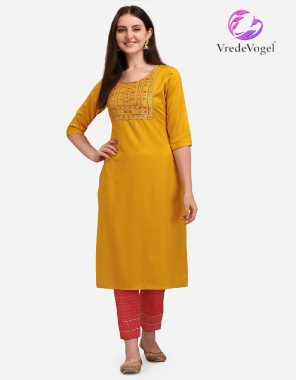 yellow top - heavy premium rayon | bottom - viscose lining with lace patti  fabric embroidery work festive 