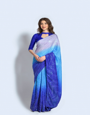 navy blue vichitra silk | blouse - heavy satin banglori fabric sequence work wedding 
