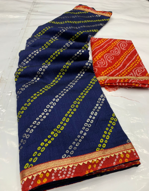 navy blue vichitra silk saree fabric printed work ethnic 
