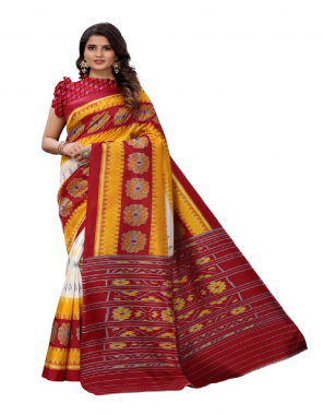 maroon art silk (saree 6 mtr) fabric printed work festive 