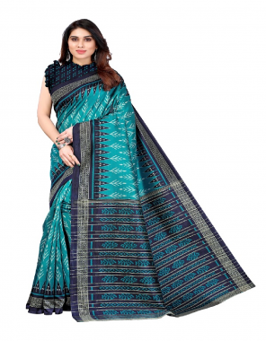 navy blue art silk (saree 6 mtr) fabric printed work festive 