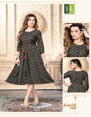 brown heavy muslin modal prints | ghera kurtis with silai pattern & waist belt (40) fabric printed work casual 