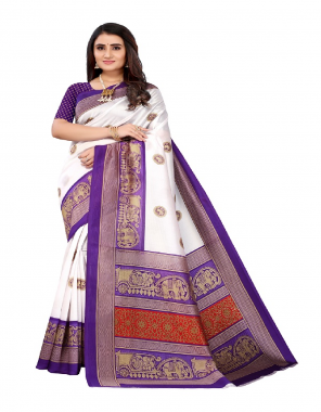purple art silk saree (6 mtr) fabric printed work ethnic 