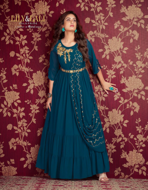 navy blue top - heavy georgette gown with handwork belt | inner - butter creape , cup fitting & cancan  fabric hand work  work ethnic 