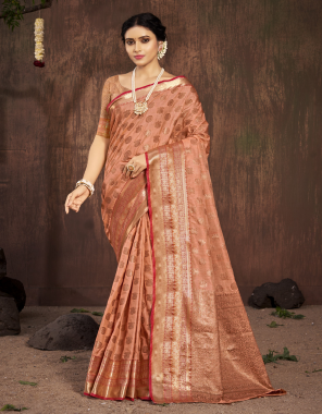 orange sangam sobhana silk weaving designer cotton saree fabric weaving work casual 