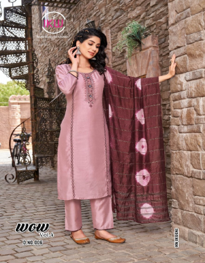 pink  top - viscose chanderi fabric | bottom - silk with linning | dupatta - chanderi batique dupatta (6pcs) fabric embroidery work ethnic 