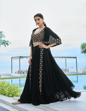 black top / lehenga/ choli - pure bsy fiona | inner - heavy malai silk all designs fabric embroidery work ethnic 