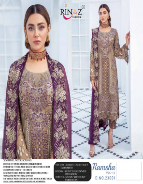 purple top - fox georgette with heavy embroidery | bottom - heavy shantun with embroidery | dupatta - naznin with heavy embroidery [ pakistani copy ] fabric heavy embroidery work festive 